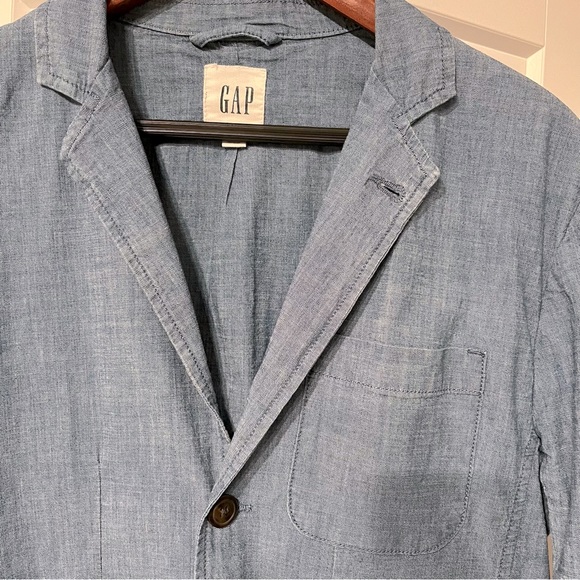 Men’s GAP Chambray Blazer 3-Button Size Small 42-44 Cotton Blend - Picture 2 of 10